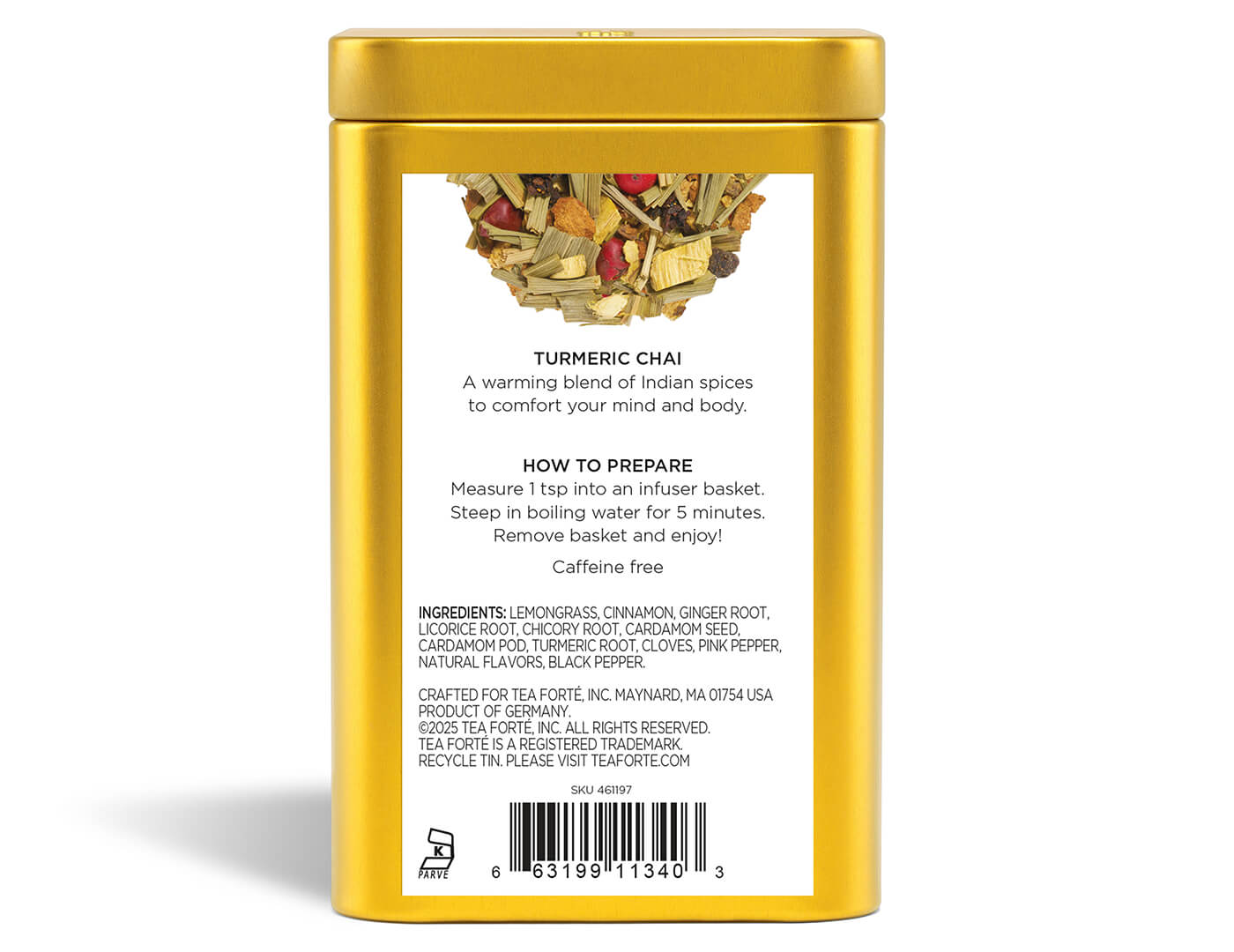 Turmeric Chai Loose Leaf Tea Canister - back view