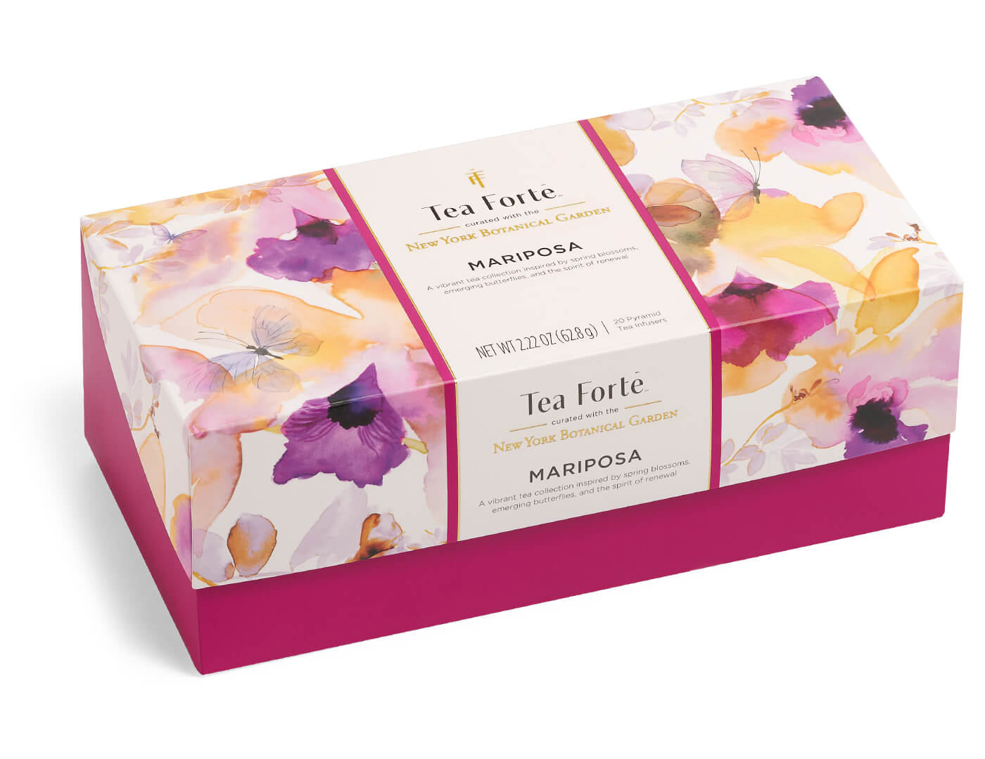 Mariposa Presentation Box of 20 pyramid tea infusers, closed box