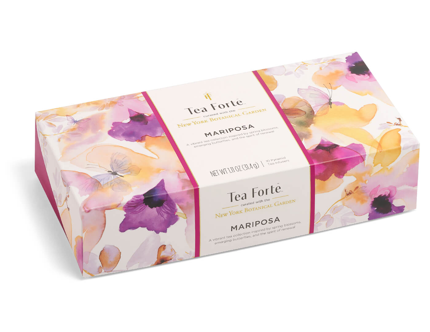 Mariposa Petite Presentation Box of 10 pyramid tea infusers, closed