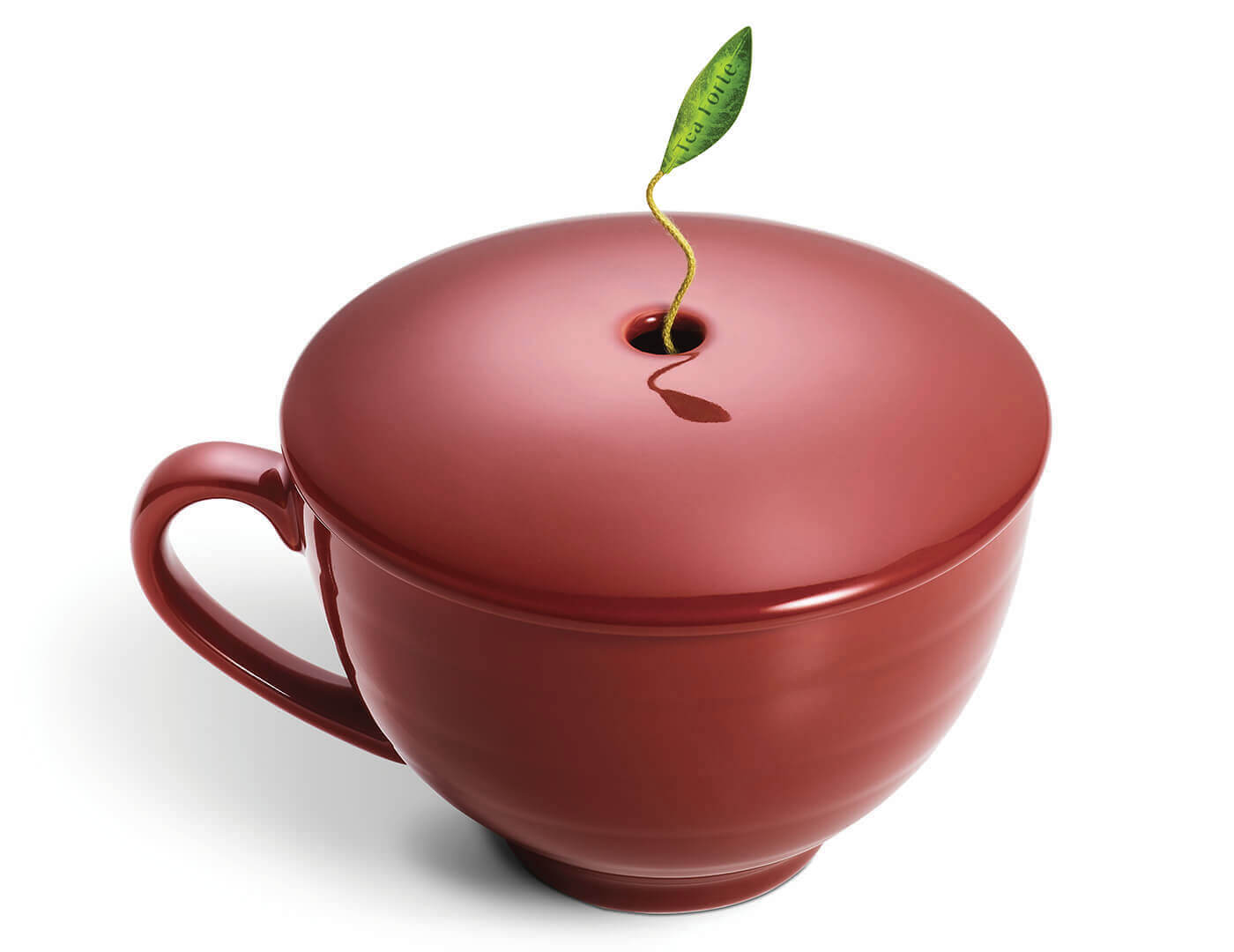 Red Café Cup with lid closed, from above.