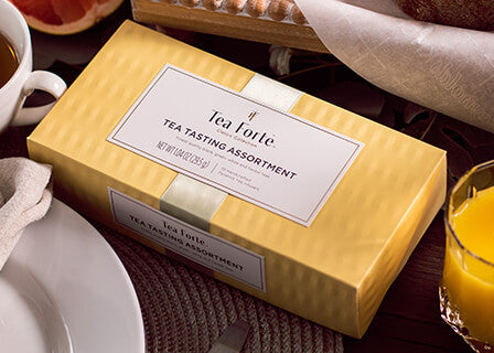 Tea Tasting tea assortment in a 20 count presentation box on table