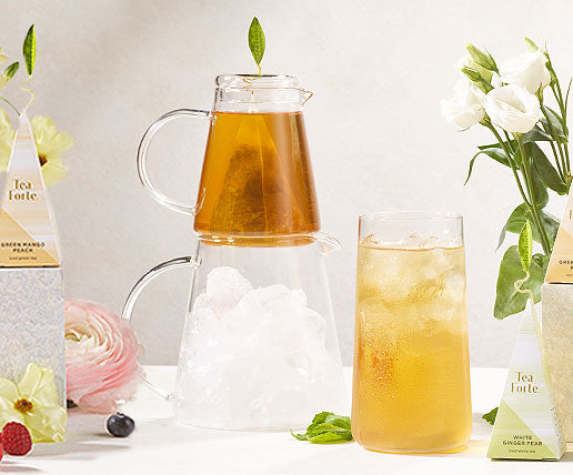 Iced Tea Pitcher Set with iced tea glass and infusers and flowers