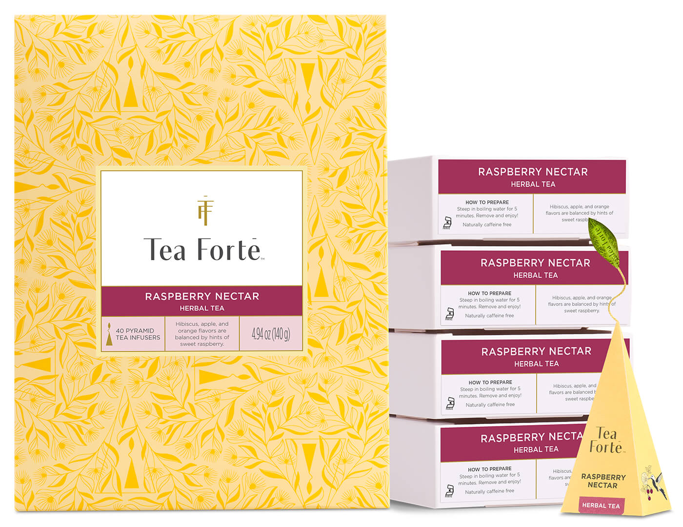 Raspberry Nectar Event Box 40ct, open with infuser