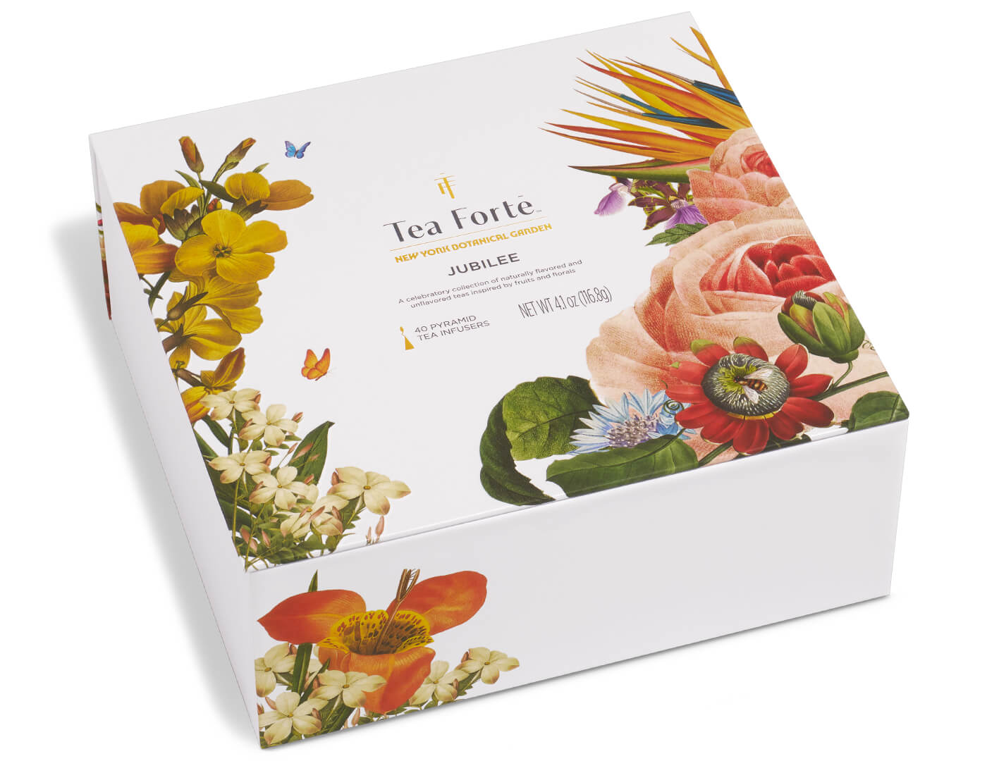 Jubilee Tea Chest of 40 pyramid tea infusers, closed box