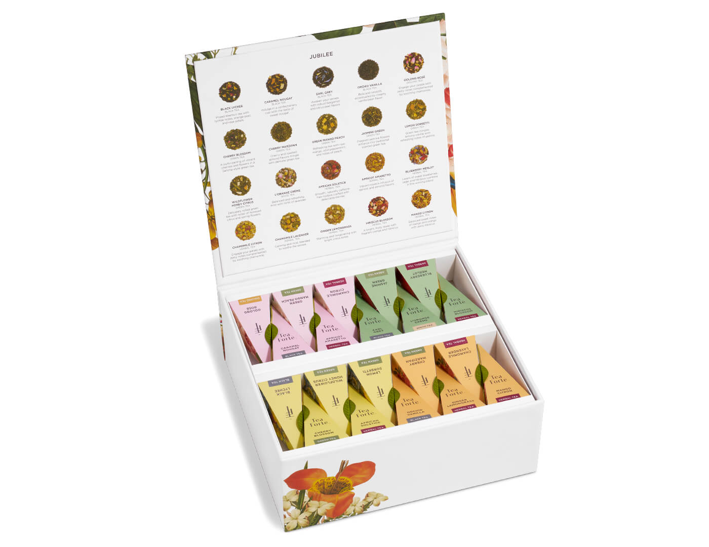 Jubilee Tea Chest of 40 pyramid tea infusers, open box