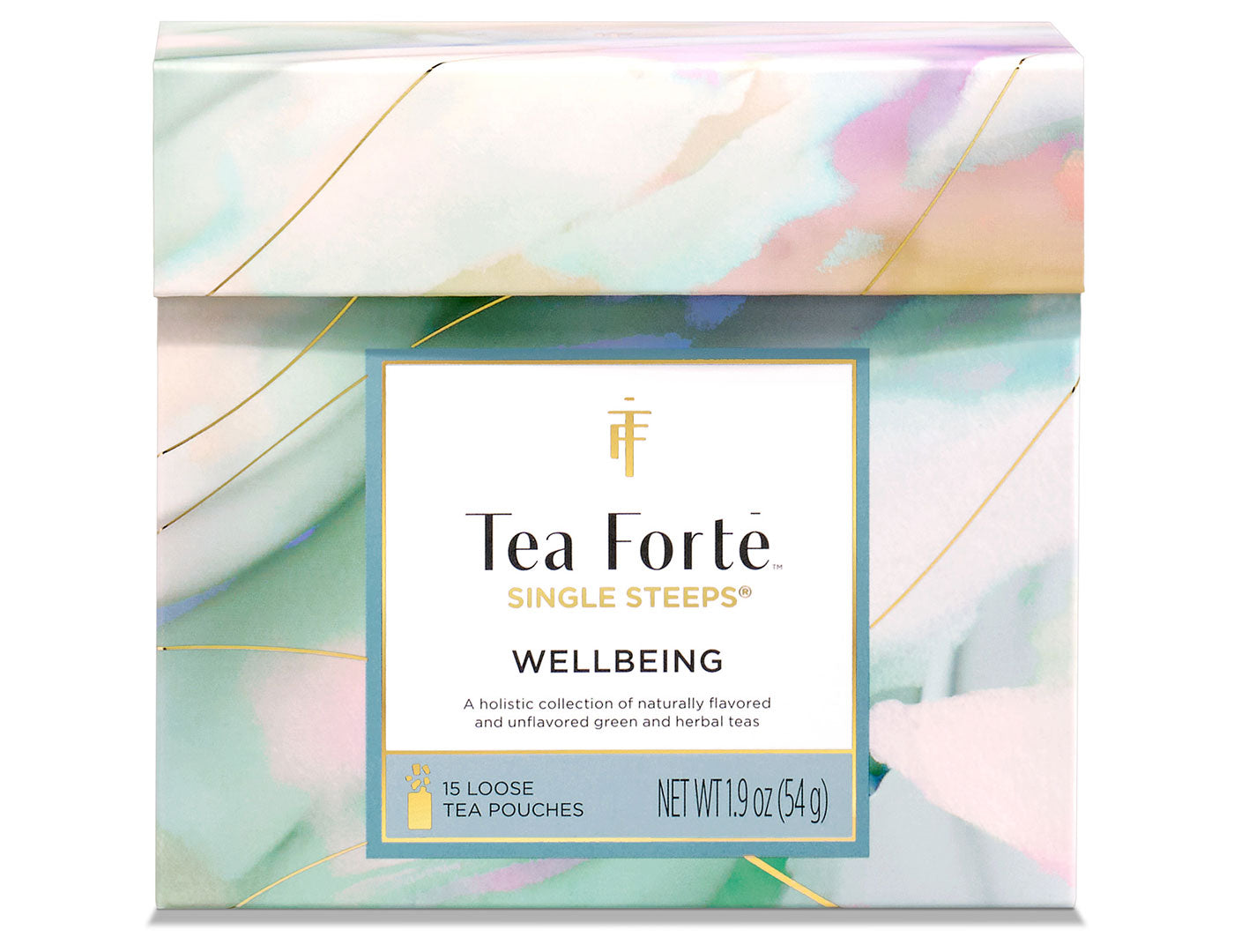 Tea Forte Wellbeing Single Steeps® Sampler box closed front view