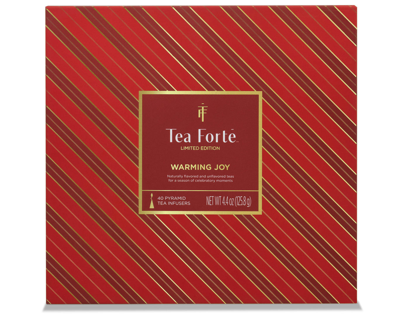 Tea Chest Warming Joy of 40 teas, facing forward, closed lid