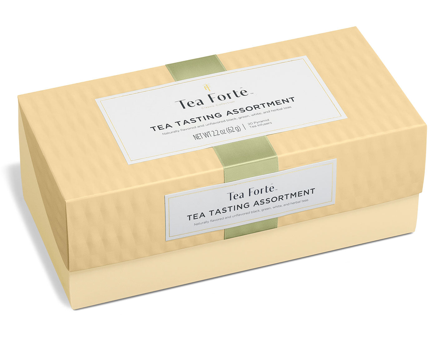 Tea Tasting tea assortment in a 20 count presentation box with lid closed