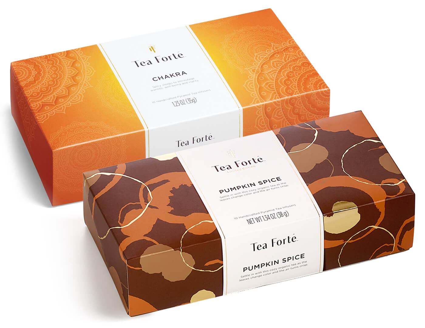 Chai & Spice Petite Duo of 20 teas, 10 of Pumpkin Spice and 10 Chakra chai teas, 2 of each blend