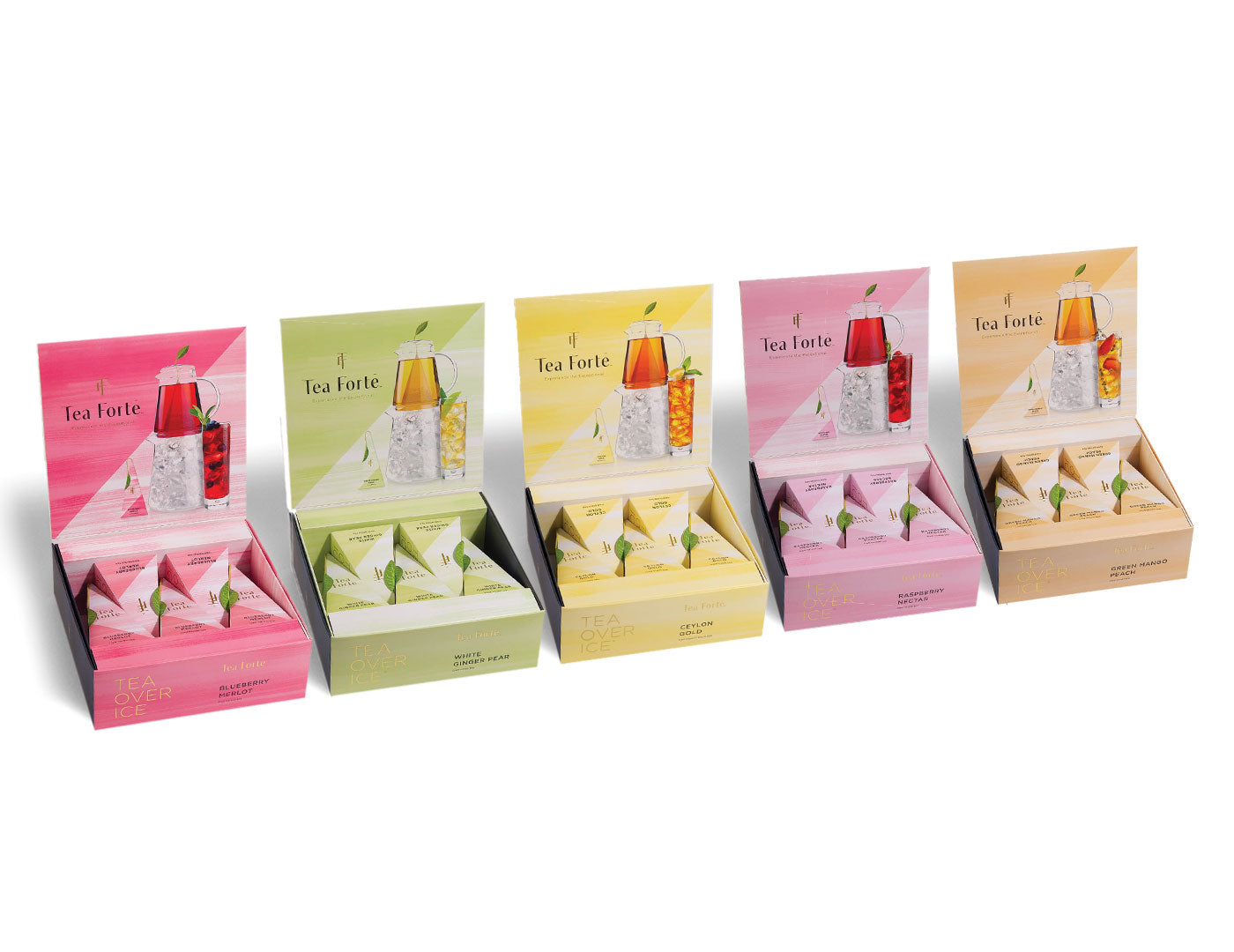 Tea Over Ice® Bestsellers 25ct, one 5pk of each Iced Tea Bled: Blueberry Merlot, Ceylon Gold, Green Mango Peach, Raspberry Nectar and White Ginger Pear