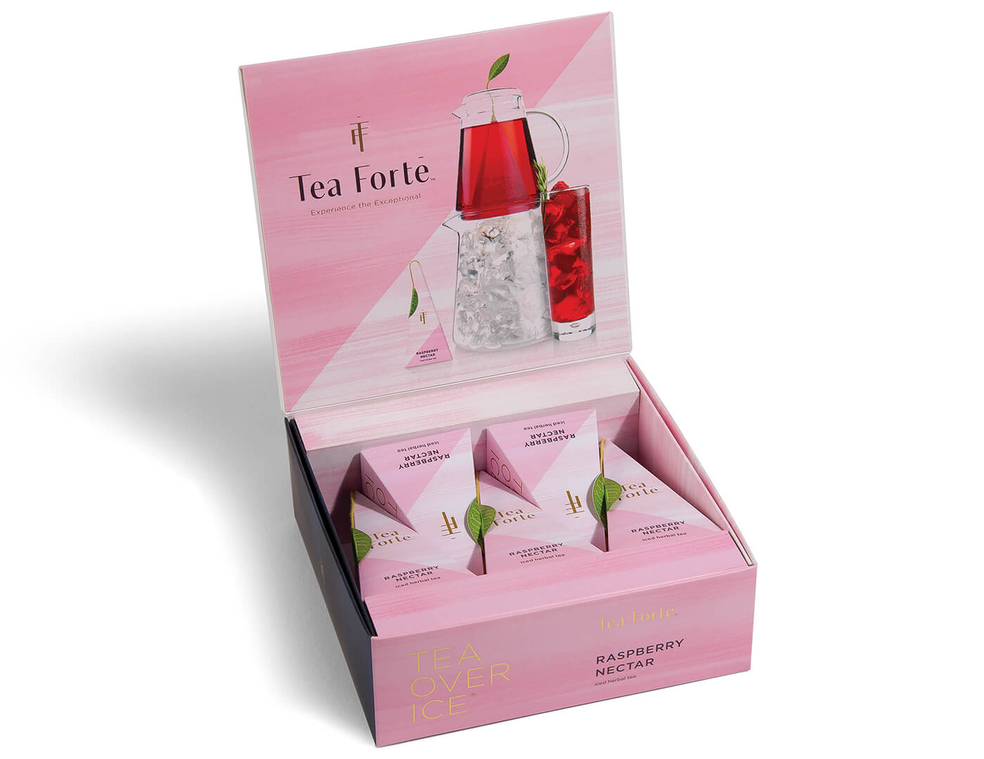 Open box of Raspberry Nectar Tea Over Ice 5pk.