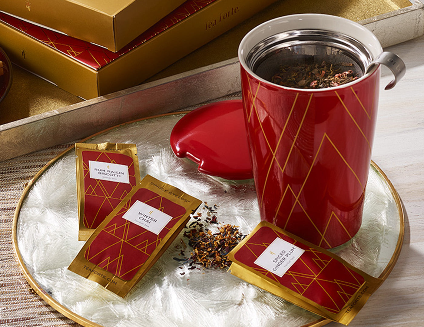 KATI® Steeping Cup & Infuser Red & Gold