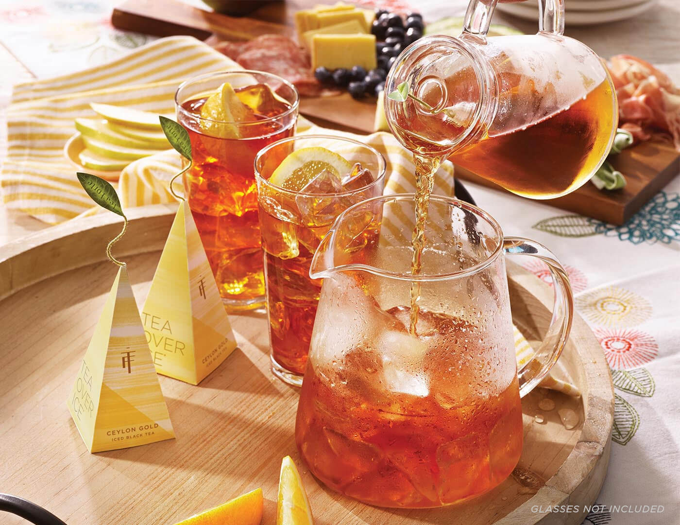 Serving Tea Over Ice with glasses and infuser on a tray