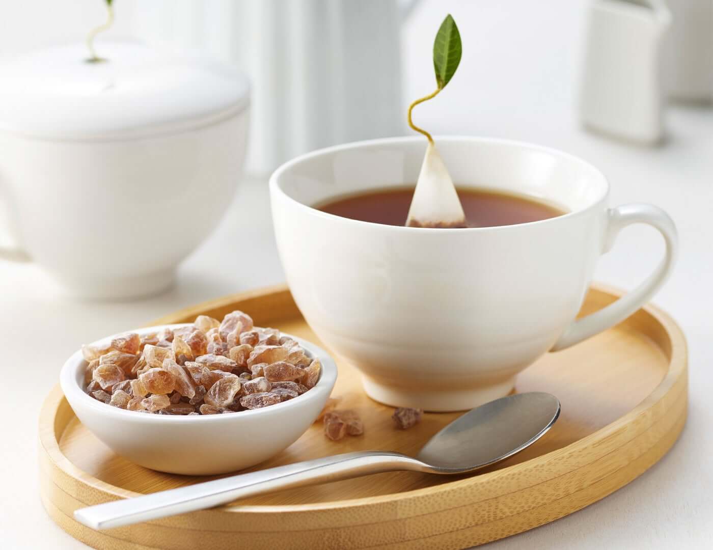 Amber tea sugar on a table