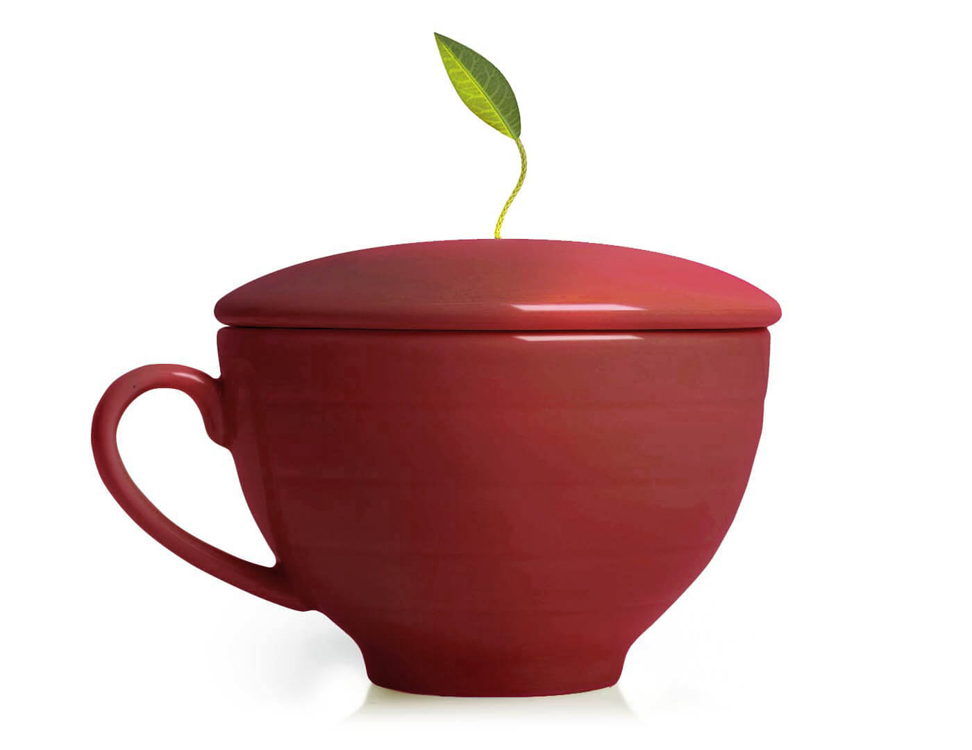 Red Café Cup with cover closed.