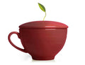 Red Café Cup with cover closed.