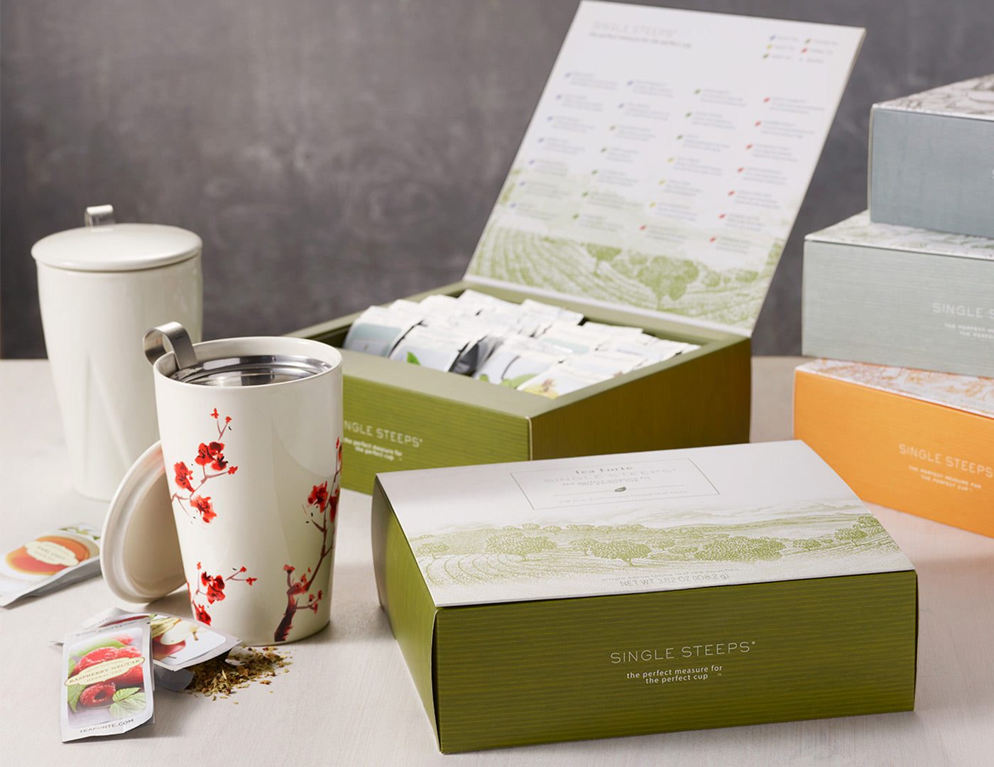 Single Steeps tea assortment on table