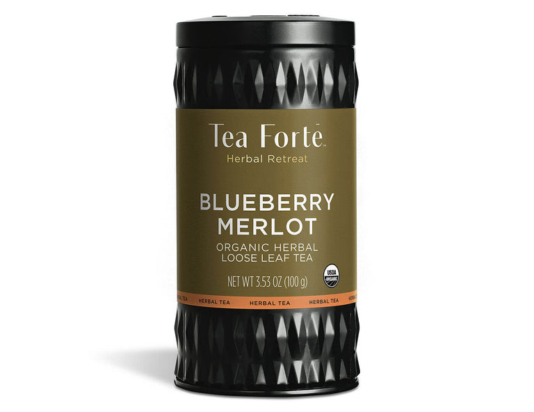 Blueberry Merlot tea in a Loose Leaf Tea Canister